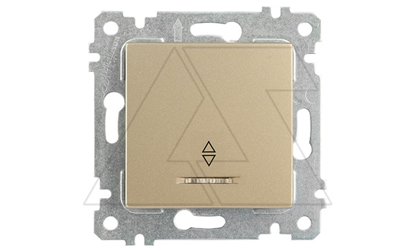 Rita - Переключатель на два направления с подсветкой, пруж. зажимы, золото доре