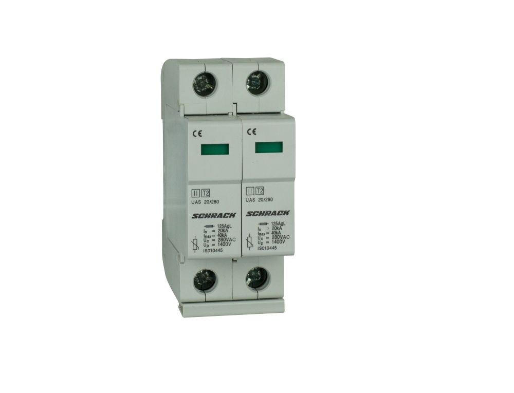 Разрядник TII/C 2 полюса, 2х20кА/280V, класс II(С) в комплекте с гнездом Разрядник TII/C 2 полюса, 2х20кА/280V, класс II(С) в комплекте с гнездом