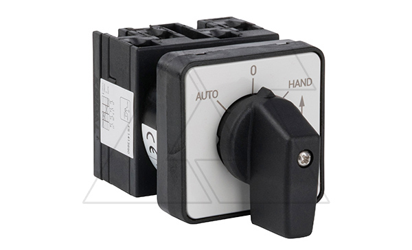 Переключатель UKT0-2-15907/E, 20A, тип AUTO-0-HAND←START (45°), на дверь, фронт IP65