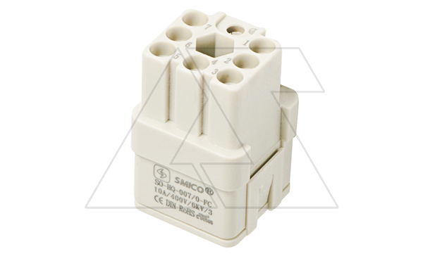 Корпус вставки контактной, размер H3A, тип гнездо, 7P+PE, 10A, 400V, обжимной контакт