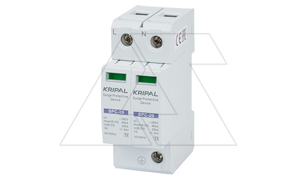 Разрядник SPC-20/280/2P, 2P, 280VAC, In=20kA(8/20µs), класс C, индикация, 2M