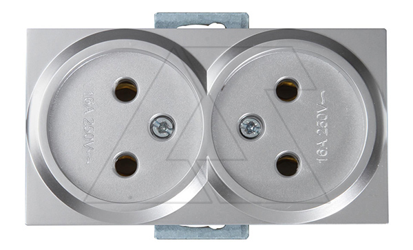 Rita - Розетка двойная 2x2P, керамическая, нерж. сталь