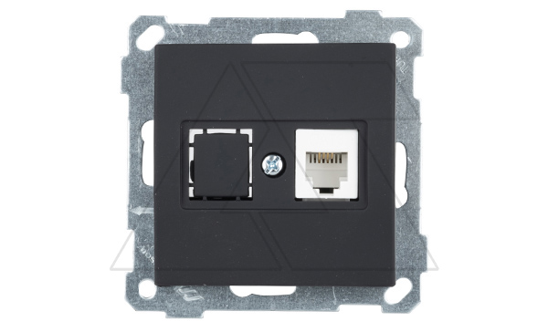 21 - Розетка телефонная 1хRJ-12, черный мат 21 - Розетка телефонная 1хRJ-12, черный мат