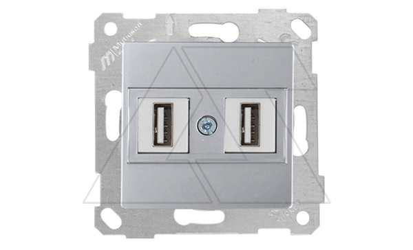 Rita - Розетка 2xUSB Type A, для передачи данных, нерж. сталь