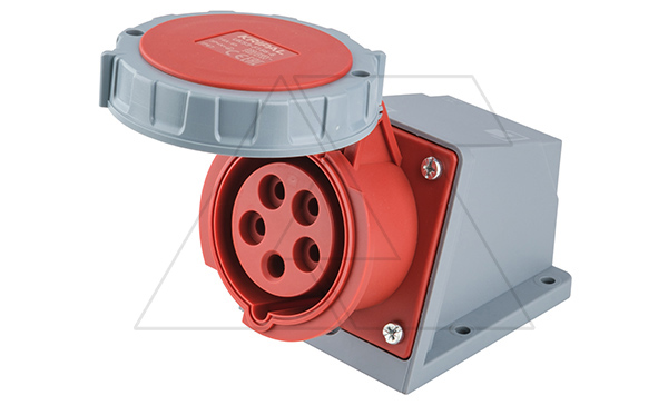 Разъем пром. силовой CEE настенный угловой, гнездо, 16A, 3P+N+E 6h, 346_415VAC 50/60Hz, IP67, серия Hexie