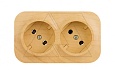 Quteo - Розетка двойная 2х2P,накладной монтаж, винт. зажимы, со смещением контактов 45°, дерево от интернет-магазина amperkin.by
