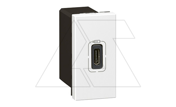 Mosaic - Розетка 1xUSB type С, 1М, 7.5V, 1500мA, винт. зажимы, белый