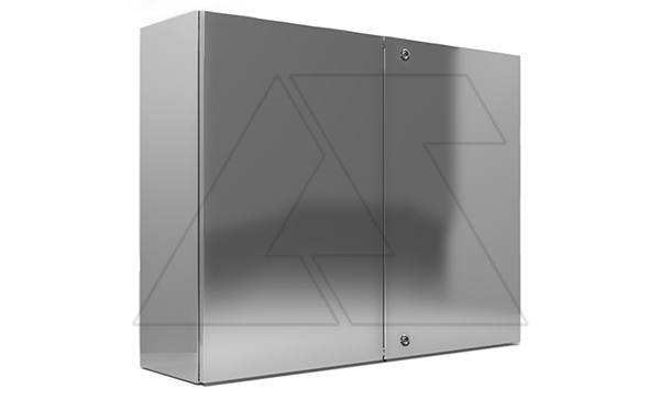 Щит ECOR моноблочный 800x1200x300мм (ВxШxГ) из нерж. стали навесной с монт. панелью  двудверный, 2 язычковых замка,  дно глухое, IP55