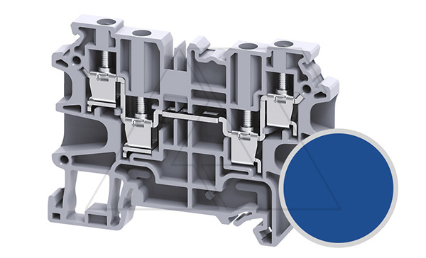 Клемма проходная CY4/4BU /6x69,7mm, винтовая, 4 присоед., 4(max 6)mm2, 32A, 500V, синяя Клемма проходная CY4/4BU /6x69,7mm, винтовая, 4 присоед., 4(max 6)mm2, 32A, 500V, синяя