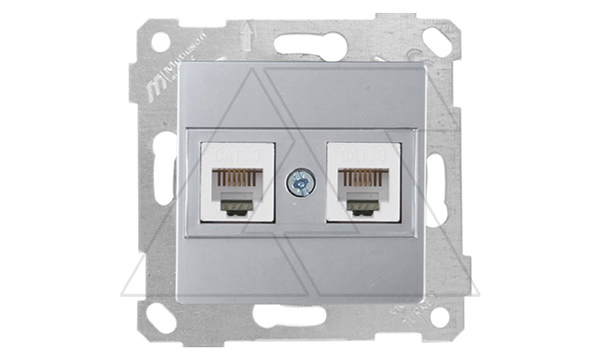 Rita - Розетка телефонная 2хRJ-12, нерж. сталь