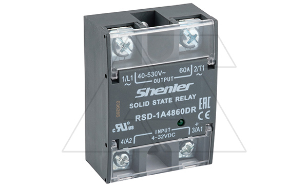 Реле твердотельное RSD-1A4860DR, однофазное, мгновенное переключение, 1NO, 60А(40_530VAC), 4_32VDC, W=45mm