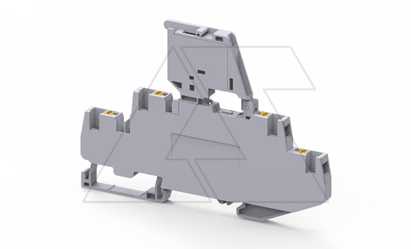 Клемма двухъярусная с держателем предохранителя CPDLF2.5L6-60V /6x107,9mm, push-in, 4 присоед., 2,5(max 4)mm2, 6,3/20A, 500V, LED 6-60V, серая