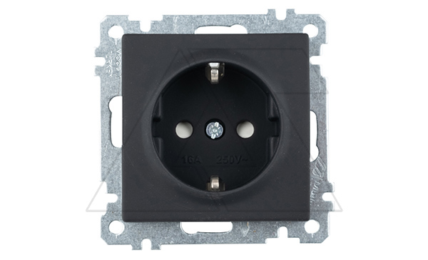 21 - Розетка 2P+E, защ. шторки, черный мат 21 - Розетка 2P+E, защ. шторки, черный мат