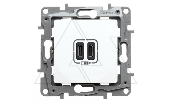 Etika - Зарядное устройство с двумя USB-разъемами Type C, 3000mA (белый)