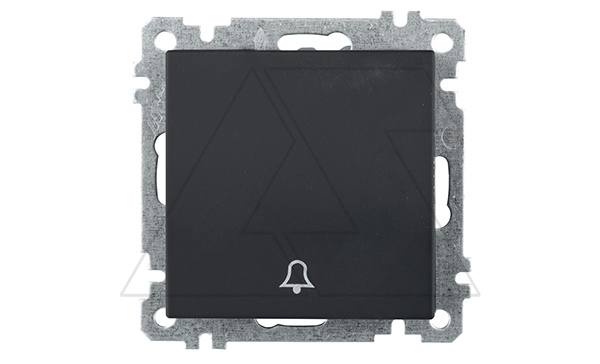 21 - Выключатель кнопочный, символ - звонок, пруж. зажимы, черный мат 21 - Выключатель кнопочный, символ - звонок, пруж. зажимы, черный мат