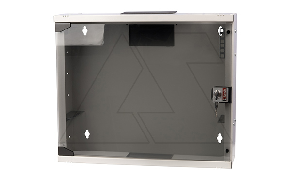 Щит телекоммуникационный 19", 5U (3U по вертикали+2U по горизонтали), ВxШxГ 457x540x170 мм SlimSSL, навесной, дверь стекло, серый