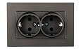 Rita - Розетка двойная 2x2P+E, (в комплекте с рамкой), дымчатый от интернет-магазина amperkin.by