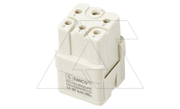 Корпус вставки контактной, размер H3A, тип гнездо, 5P+PE, 16A, 230/400V, обжимной контакт