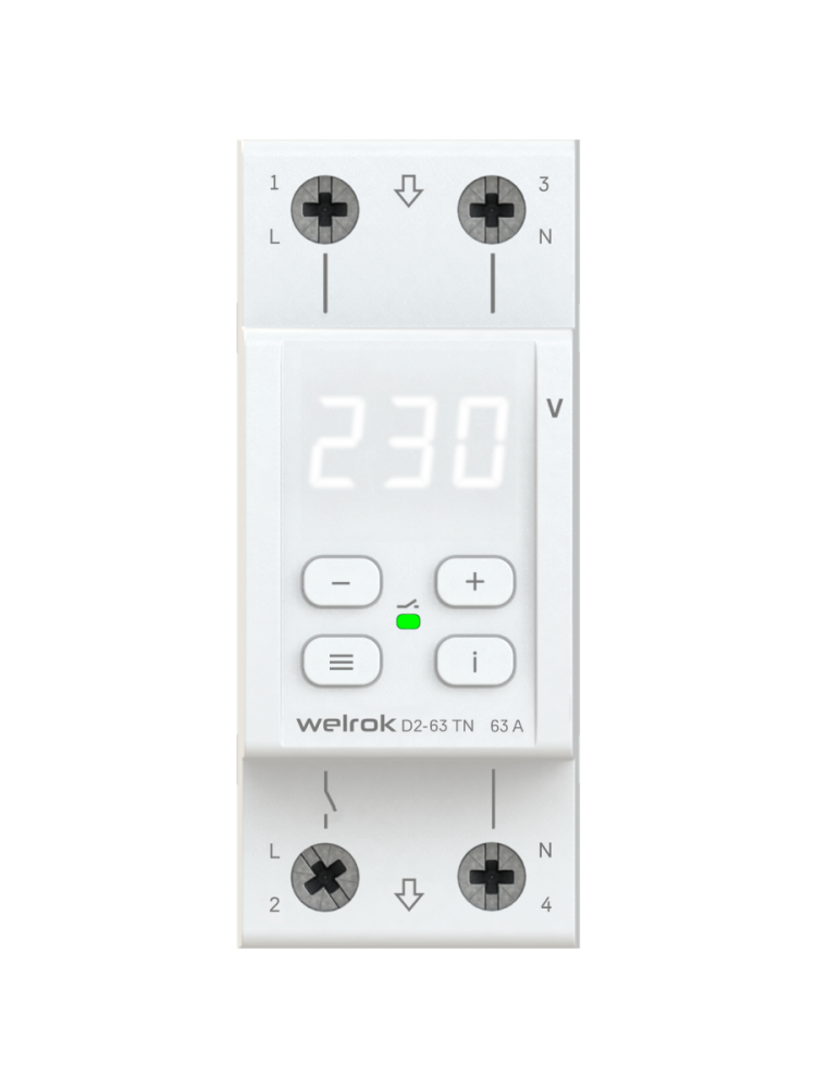 Реле напряжения Welrok D2-63 TN (с транзитом нуля)