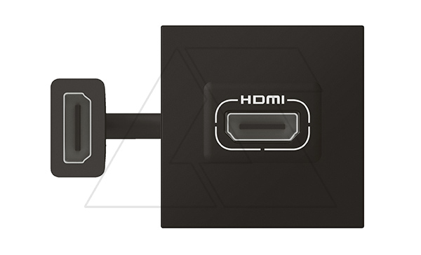 Mosaic - Розетка HDMI 1.4, тип А, 2М, шнур 15см. с соединителем, матовый черный