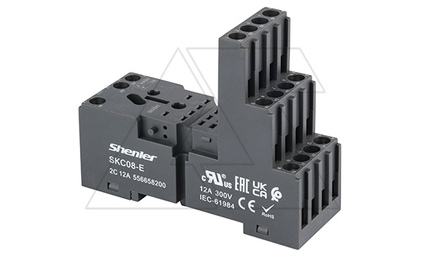 Цоколь SKC08-E, 12A(300V), винтовой зажим, черный, на рейку DIN35/панель, для RKE2, RKF2, R2N, MY2, 55.32, KMY2, PT2, RCM2 Цоколь SKC08-E, 12A(300V), винтовой зажим, черный, на рейку DIN35/панель, для RKE2, RKF2, R2N, MY2, 55.32, KMY2, PT2, RCM2