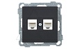 21 - Розетка 2хRJ-45 кат. 5e UTP, черный мат от интернет-магазина amperkin.by