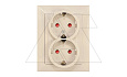 OPAL - Розетка 2x2P+E с рамкой, со шторками, бежевый от интернет-магазина amperkin.by