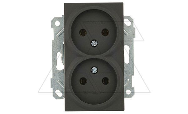 Rita - Розетка двойная 2x2P, черный мат