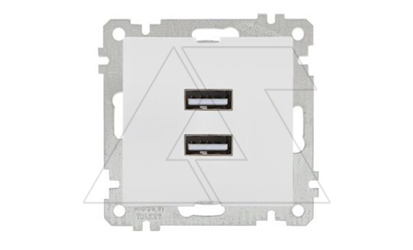 21 - Розетка 2xUSB Type A, белый 21 - Розетка 2xUSB Type A, белый