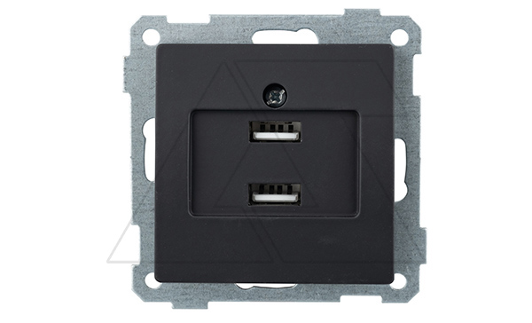 21 - Розетка 2xUSB Type A, черный мат 21 - Розетка 2xUSB Type A, черный мат