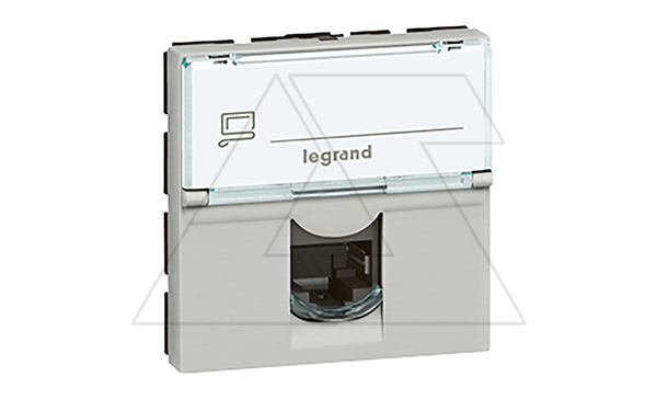 Mosaic - Розетка RJ-45 Кат.6 FTP, 2М, с окном маркировки, алюминий