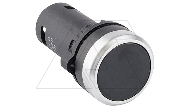 Кнопка плоская моноблочная, без фиксации, черная, 1NO+1NC, IP64