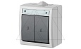 AQUANT - Переключатель для роллет двухклавишный, 10A/250V, ABS ,UV, IP55, корпус RAL7035/кнопка RAL7043 от интернет-магазина amperkin.by