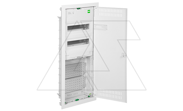 Щит встраив. MSF TWIN RP комбинированный, 2*12M+2xМП перф., N/PE-шинки, 1xSCHUKO, мет. дверь, белый RAL9016, 853x358x94mm, IP30