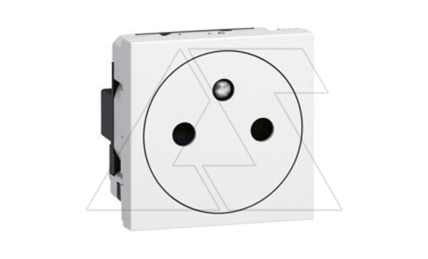 Mosaic - Розетка 2P+E, 2М, фр. стандарт, защ. шторки, белый