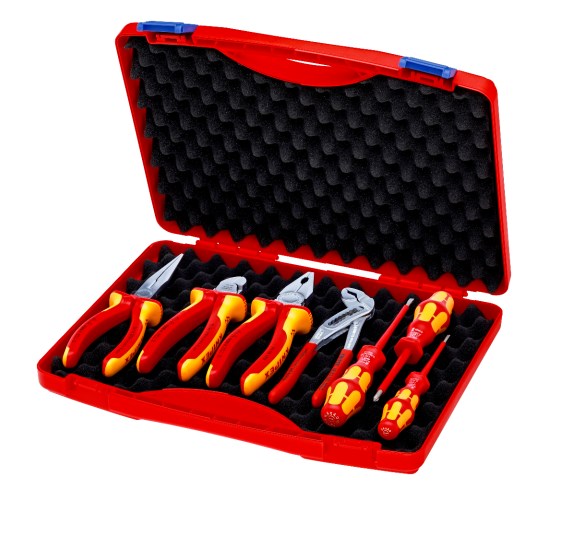 Чемодан RED Electro 2 c инструментом пластиковый VDE 1000V, 7 предметов (KNIPEX)