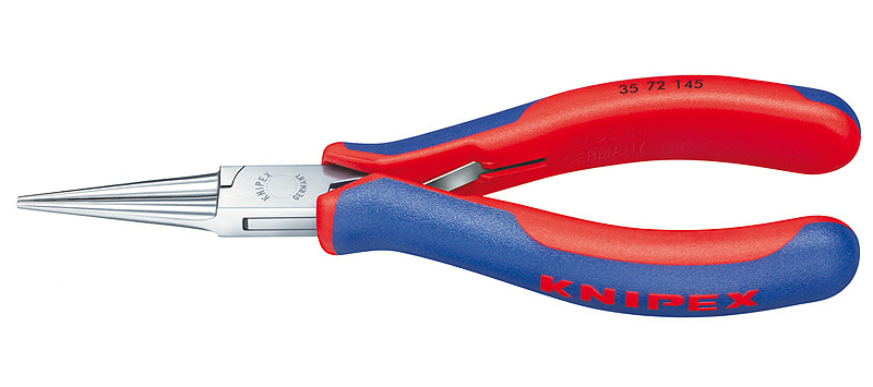 Длинногубцы для электроники, круглые губки, L-145 мм, 2-комп. рукоятки (KNIPEX)