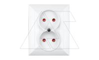 OPAL - Розетка 2x2P с рамкой, со шторками, белый