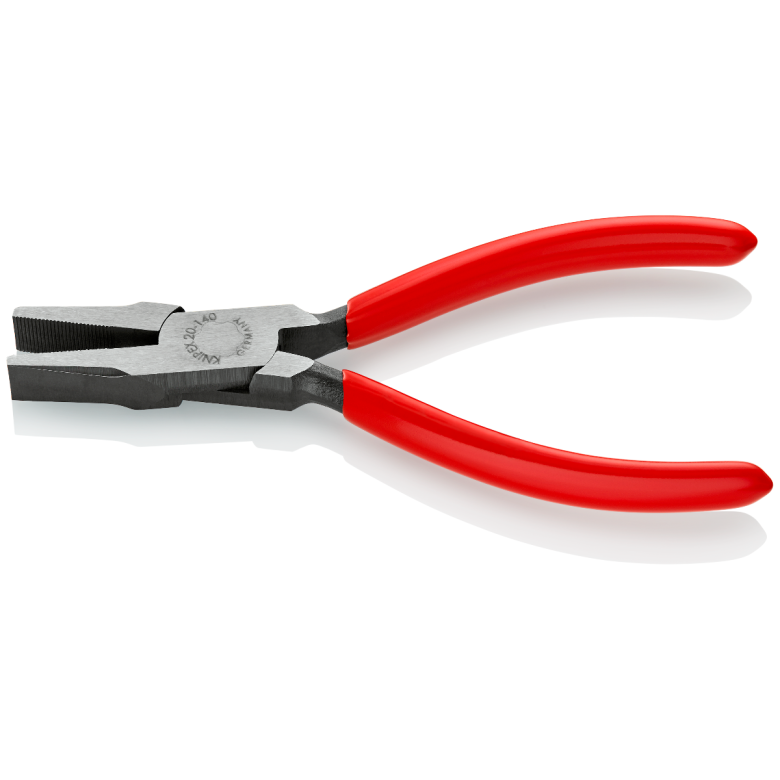 Плоскогубцы тупоносые, рифлённые губки 28, L-140 мм, чёрные, облив. рукоятки (KNIPEX)