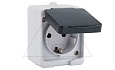 Mini - Розетка 2P+Е 16A/250V, с крышкой, защ.шторки, черно-серый, IP54 от интернет-магазина amperkin.by
