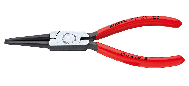 Круглогубцы, губки без насечек 41 мм, L-160 мм, чёрные, обливные рукоятки (KNIPEX)