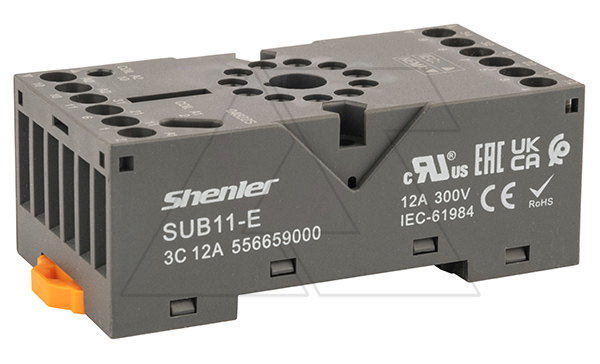Цоколь SUB11-E, 3CO/11pin, 12A(300V), винтовой зажим, черный, на рейку DIN35/панель, для RUB3CO, R15, 60.13, RRD3, MT3, RUMC3, MK3 Цоколь SUB11-E, 3CO/11pin, 12A(300V), винтовой зажим, черный, на рейку DIN35/панель, для RUB3CO, R15, 60.13, RRD3, MT3, RUMC3, MK3