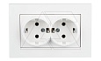 Rita - Розетка двойная 2x2P+E, (в комплекте с рамкой), белый от интернет-магазина amperkin.by