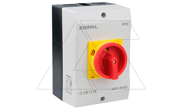 Выключатель нагрузки UKP3-332, 3Р, 32А/AC21, 11kW/AC23A, 440VAC, красная блок. рукоятка, в корпусе IP65