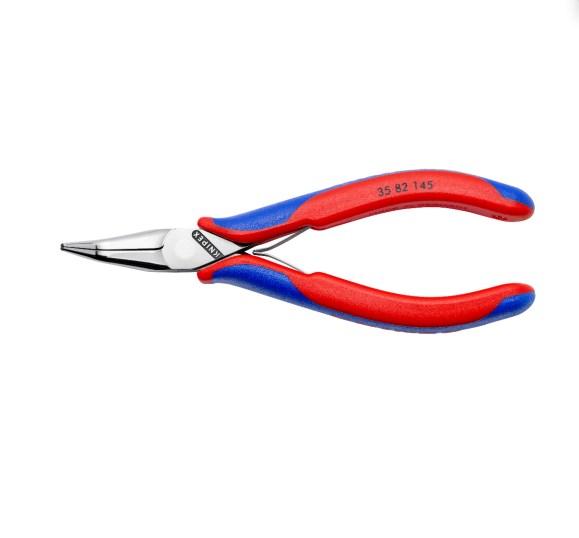 Длинногубцы для электроники, круглые губки, голова под 45°, L-145 мм, 2-комп. рукоятки (KNIPEX)