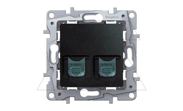 Etika - Розетка 2хRJ-45 UTP CAT5E (антрацит)