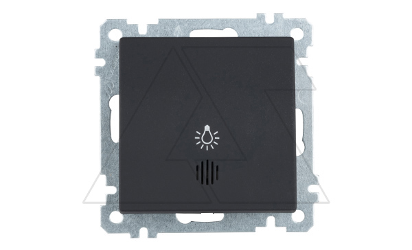 21 - Выключатель кнопочный с подсветкой, символ - лампа, пруж. зажимы, черный мат 21 - Выключатель кнопочный с подсветкой, символ - лампа, пруж. зажимы, черный мат