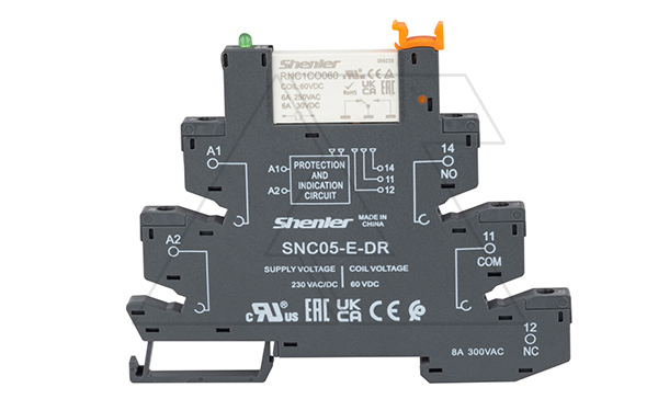 Реле интерфейсное RNC1CO060 с колодкой SNC05-E-DR, винтовой зажим, 1CO, 6A(250VAC), 230VAC/DC, RC фильтр, LED, W=6.2mm Реле интерфейсное RNC1CO060 с колодкой SNC05-E-DR, винтовой зажим, 1CO, 6A(250VAC), 230VAC/DC, RC фильтр, LED, W=6.2mm