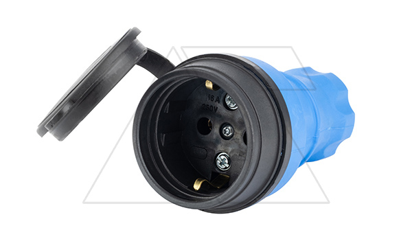 Tena - Розетка 2P+E с крышкой IP44, переносная, синий