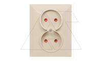 OPAL - Розетка 2x2P с рамкой, со шторками, бежевый